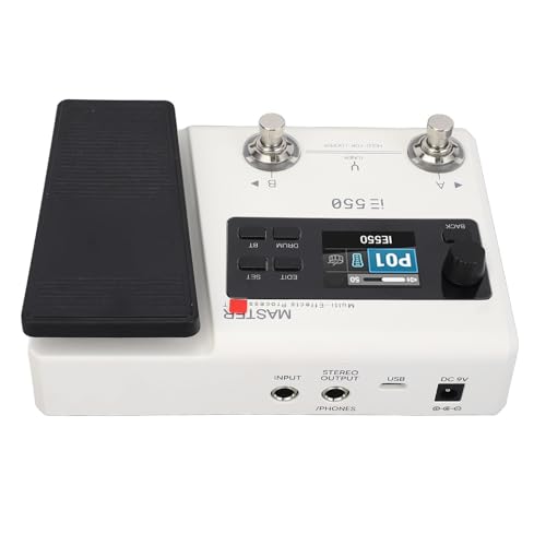 Fockety Processore Effetti per Chitarra, 8 Effetti Moduli 100 Drum Reverberation Delay Multi Effects Pedal Amp Amp Amp Effects Processor con a Pedale (Spina Europea)