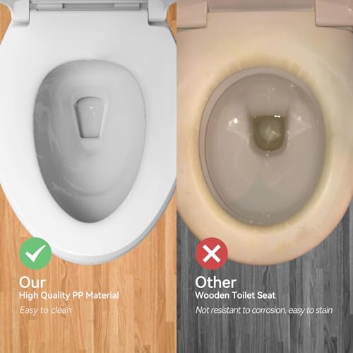 R&T Elongated Toilet Seat (18.5\")Slow Close Heavy Duty Standard Toilet Seat, Easy to Install, Easy to Remove, Plastic White B1130