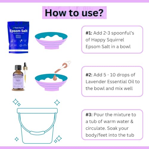 Image of Bath Salt | 0% Preservative - DIY with Epsom Salt (275 G) & Essential Oil (15 ml) | Epsom Bath Salt Foot, Body, Relaxation, Pedicure (Lavender)