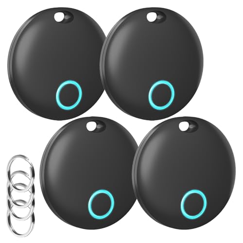 Air Tracker Tags-4 Pack [Apple MFi Certified] (iOS Only), Smart Bluetooth Tracker, Compatible with Apple Find My, Item Locator for Keys, Luggage, Wallet, Suitcase, Bags, IP67 Waterproof