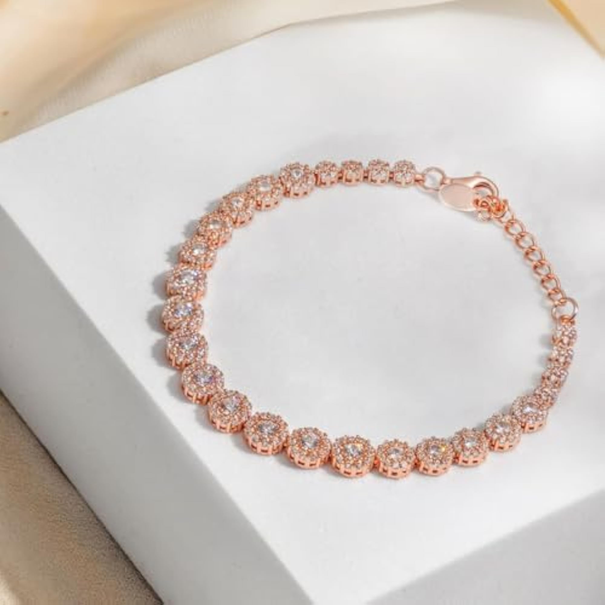 Women's Sparkling Rose Gold Plated 925 Silver Bracelet