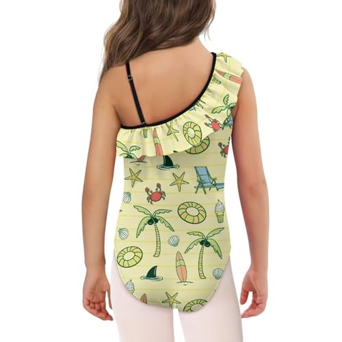 Image of Girls Swimsuit One Piece Ruffle Swimsuit Non-Slip Straps UPF 50+ for Girls Size 3-14 Years