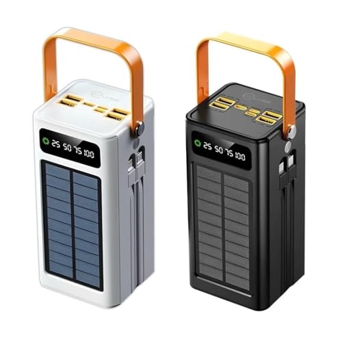 Carregador Portátil Power Bank Solar 50.000mah Com cabos 4 entradas USB Tipo C Micro USB - Compatível com Iphone e outros celulares
