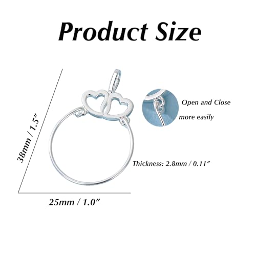 lilykel Two Hearts Charm Holder Pendant,925 Sterling Silver,Cute Jewelry Necklace Gift For Women2