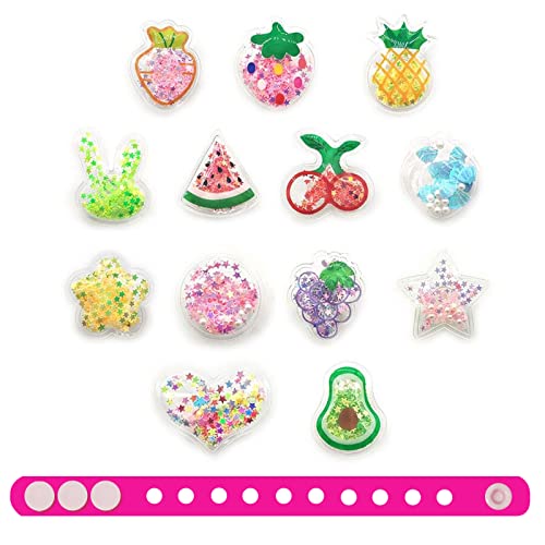 Pwsap 14 Piezas, Bonitos Adornos de Zapatos con Pulsera, Encantos de Bling para Decoración de Zapatos, Encantos de Zapatos de Frutas, Lovely CLOG Charms para Clog Sandalias, Regalo para Niñas Niños