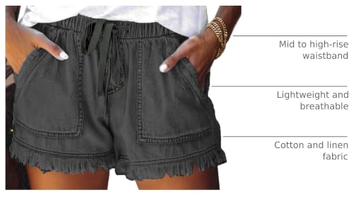 Image of YOCUR Womens Lightweight Shorts Casual Baggy Trendy Hot Pants Elastic Waist Drawstring Comfy Shorts