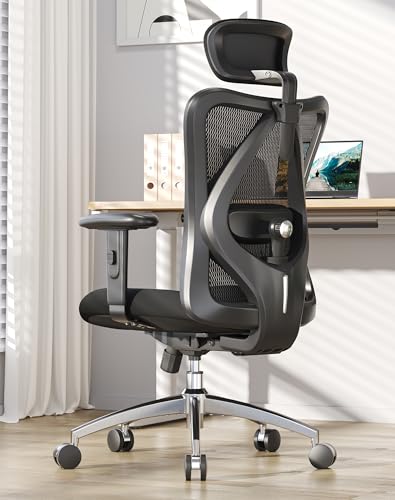 Sedia Ufficio, Sedia scrivania Sedia ergonomica con Supporto Lombare per Poggiatesta e Bracciolo Regolabile, Schienale Alto in Rete, Portata Massima 150 kg - Sedia gaming - Immagine 1
