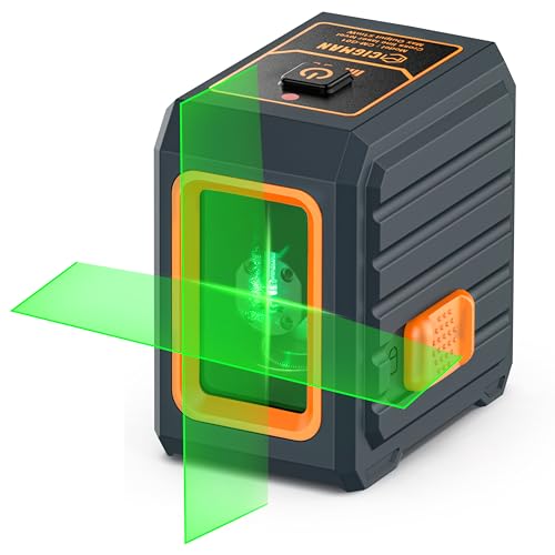 Niveau laser vert CIGMAN avec nivellement automatique et mode manuel, mode impulsion de 30 m, 4 niveaux de luminosité, haute précision ± 0,3 mm/1 M, comprend des piles AA et un support