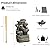6-Tier Solar Water Fountain Outdoor, 24.4" H Cascading Rock Feature Garden Fountains and Waterfalls with Light, Pump, Solar Panel for The Patio, Deck, Porch, Backyard Home Décor, Stone Gray