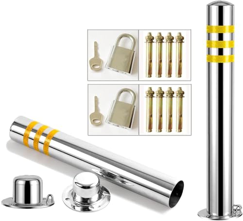 CukUJH Parking Guardrails Parking Barrier 2 Pack Parking Bollards Stainless Steel Security Posts Car Security Parking Post