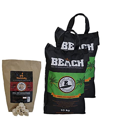 20 kg Beach Kokos Grill Briketten van BlackSellig pure