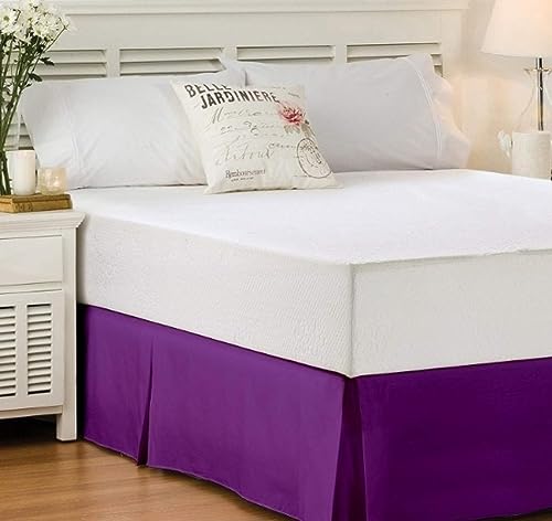 CHESS BED 100% Natural Egyptian Cotton 600 Thread Count Silky Soft Comfortable 60X75 Inch Short Queen Size Split Corner Bed Skirt Purple Solid 16