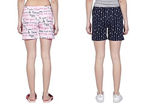 Image of Club A9 Women's Regular Fit Cotton Printed Shorts (Multicolor,2XL) (Pack of 2) (WSCOM2 213 XXL)