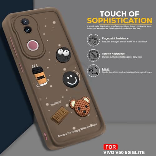 Image of AESTMO Back Case Cover for iQOO Z10R 5G / Vivo V50 / V50e 5G / Vivo T4R 5G | Cute Fun Cartoon 3D Ball | Coffee Silicone Case | Full Body Protection | Camera Protection Back Cover (Brown) | Cute Fun Cartoon