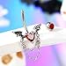 CM Crareesi Mania Halloween Belly Button Ring 316L Stainless Steel Belly Rings Double Chain 14G 10mm Bat Belly Piercing Jewelry Red CZ Navel Rings Heart Navel Piercing