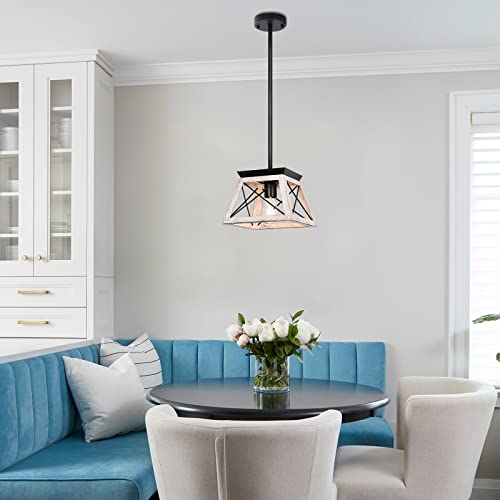 Merbotin Farmhouse Pendant Light White Kitchen Island Hanging Light Fixture, Trapezoidal Shape Rustic Ceiling Chandeliers Pendant Lighting For Kitchen, Dining Table, Living Room, Entryway, Hallway #TOP4
