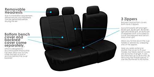 Fh Group Three Row Car Seat Covers Deluxe Leatherette With 8 Headrests, Airbag Compatible And Rear Split – Universal Fit For Cars Trucks & Suvs (Black) Pu007128 #TOP7