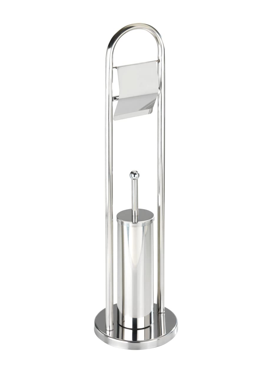 Wenko Juego de Pie para WC, Acero Inoxidable, Plata Brillante, 22x22x81 cm