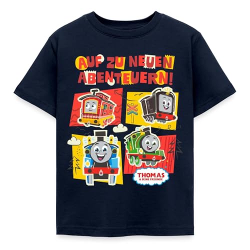 Spreadshirt Thomas & Friends Thomas Und Seine Freunde Kinder T-Shirt 122/128 (7-8 Jahre) Navy