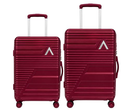 Image of Aristocrat Lineo Polycarbonate (RED, Set of 2 (55cm /65cm)) | Shell Luggage with Combination Lock Dual Wheel Antitheft Zipper Spacious Interior