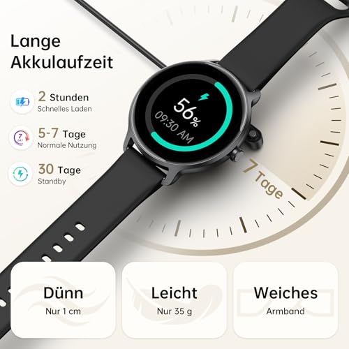 Smartwatch Herren Damen Rund, 1.27" AMOLED Smart Watch mit Telefonfunktion, Fitnessuhr Herren mit Pulsuhr Schlafmonitor Schrittzähler… – Ansicht 6