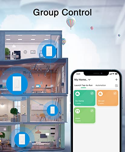 Wisebot Smart Switch, 2.4Ghz Wi-Fi Smart Light Switch Works With Alexa, Google Assistant,Needs Neutral Wire,Single-Pole,Ul Certified,Remote Control,Schedule,1 Pack #TOP4