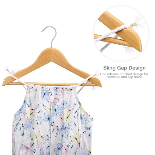 Image of HOUSE DAY Childrens Wooden Kids Hangers, 20 Pack Baby Hanger Nursery Wood Hangers, 360 Swivel Hook Non Slip Coat Hanger for for Coats, Suits, Pants and Jackets (Natural)