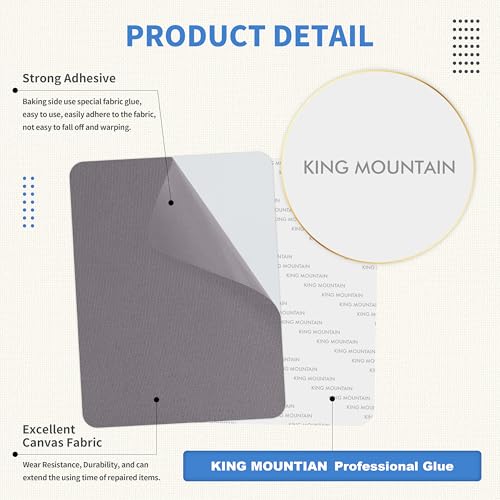 image for KING MOUNTAIN Canvas Repair Patch 9 x11 Inch 2 Pcs Self-Adhesive Water