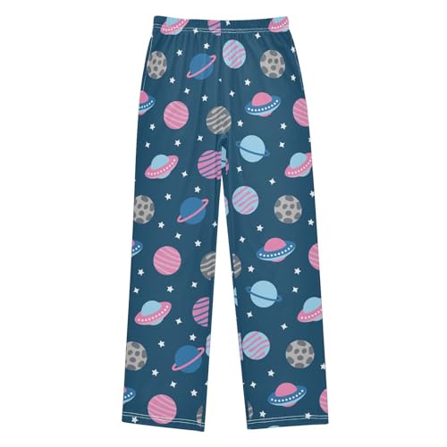 Boys' Pants Space Rockets Planets Star Blue Long Bottoms Jogger Pants Elastic Waist Trousers with Pockets S-XL