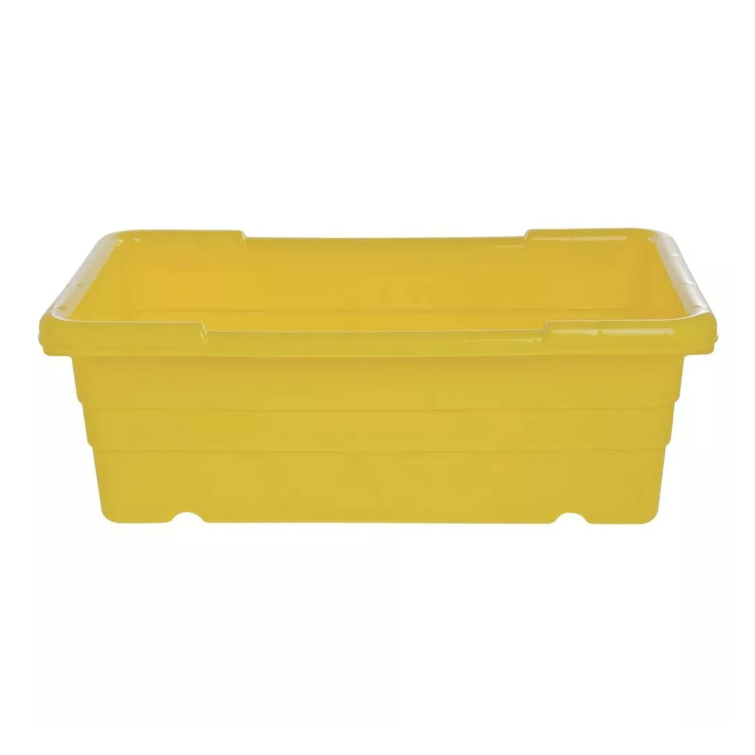 New Plastic Nest and Stack Boxes Meat Lug Storage Food Tote Commericall Processing Tub Bin Rectangle Container Yellow Length 25