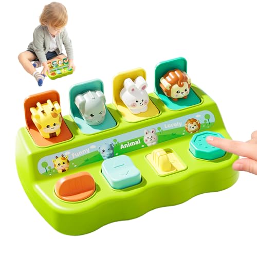 Baby Pop Up Toys for 1 Year Old Girls Boys Gifts Cause and Effect Sensory Toy with Push Buttons Color Sorting Animal Toys Montessori Toys 6-9-12-18 Months Sensory Kids Toddlers Babies (Random Color)