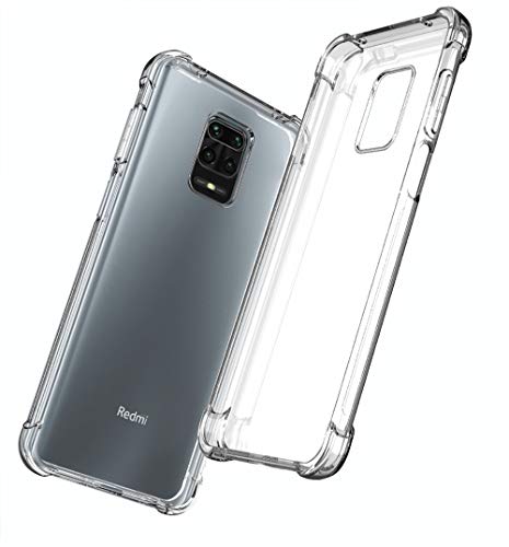 QHOHQ Compatibel met Xiaomi Redmi Note 9S Case, vier hoeken anti-kras Clear Back, HD Clear