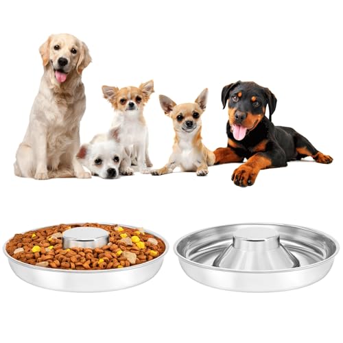 Stainless Steel Puppy Bowls 2 Pack, Pet Slow Feeder Bowls, Water Bowl, Feeding Weaning for Small Medium Large Dogs, Cat, Pets (2 Pack, Large:1.3” x 13.6”) Stainless Steel Puppy Bowls 2 Pack, Pet Slow Feeder Bowls, Water Bowl, Feeding Weaning for Small Medium Large Dogs, Cat, Pets (2 Pack, Large:1.3” x 13.6”)
