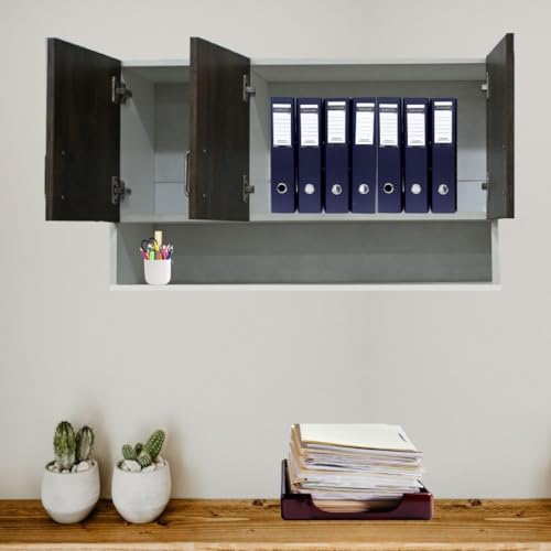 Image of Multipurpose Storage Cabinet & Adjustable Shelf Space Organizer Engineered Wood Termites Resistance Wall Mounted for Office, Kitchen, Bedroom (Cochwood Brown & Highland Pine, Door 3)