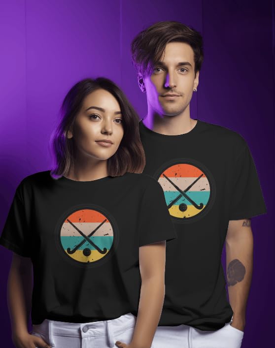 VASAL Hockey Training & Gym T-Shirt | Unisex Sportswear | Breathable Sweat-Absorbent Dotted Fabric | Skin-Friendly & Durable (in, Alpha, L, Regular, Black) 2