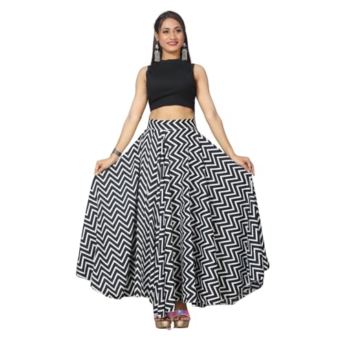 Image of JYESHTA Women's American Crepe Flared A Line Stitched Long Skirt with 12 Mtr Flare 40 in Height | Skirts for Women Long Length | Long Skirts for Girls