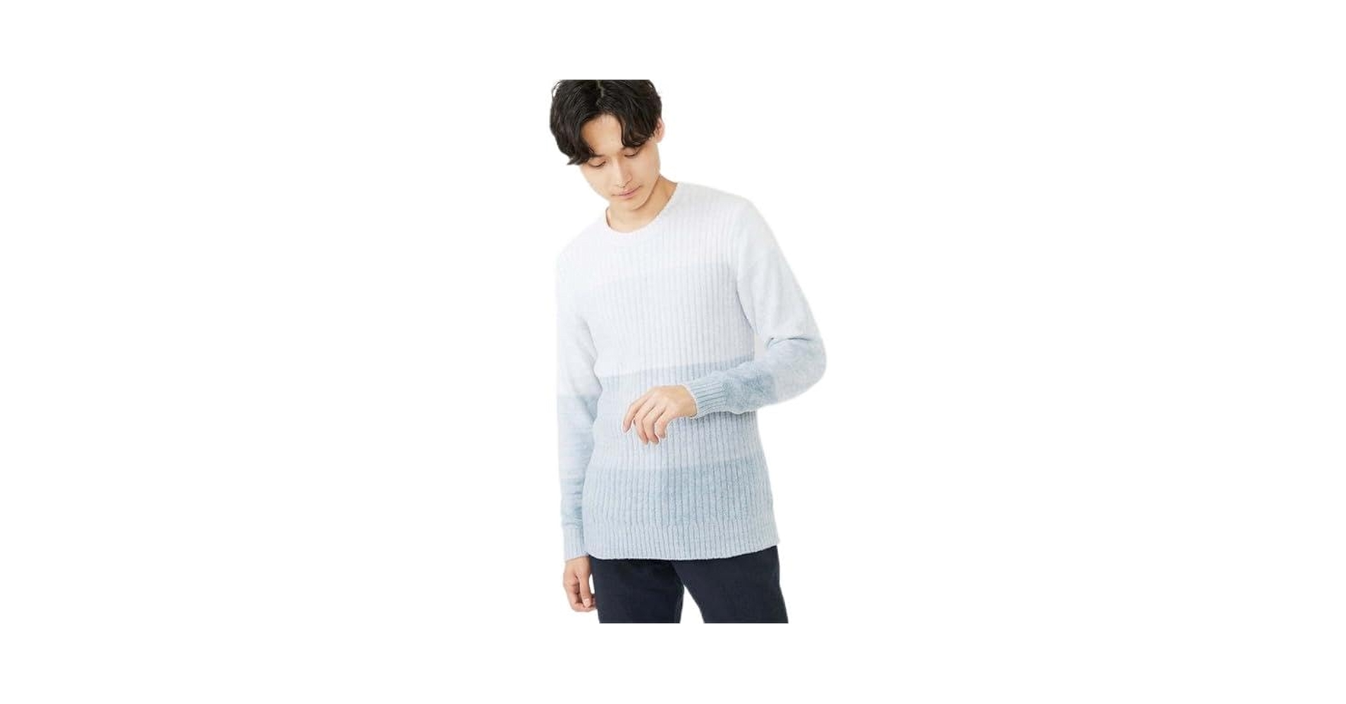 Amazon | [MKオム] モールグラデーションニット ネイビー(57) LL