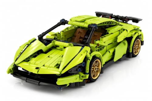 Image of 1:18 Scale Green Lambo Racing Car Building Blocks - 470 PCS Pull-Back Assembly Kit | Collector's Model Toy Compatible with Major Bricks | Creative Gift for Kids & Racing Fans