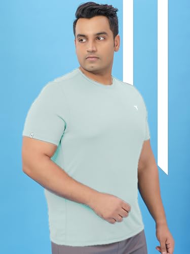 Image of TECHNOSPORT Men's TECHNOCOOL+ Slim Fit Sports T-Shirt Quick Dry Round Neck Performance Tee with UPF 50+, Anti-Odour, Anti-Microbial & 2-Way Stretch Gym, Running, Training & Casual Wear