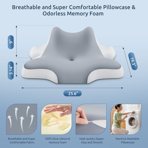 DONAMA Neck Pillow for Sleeping,Leaning and Lying,Contour Memory Foam Pillow for Side Back Stomach Sleeper,Ergonomic Cervical Pillow for Neck Pain and Shoulder Pain Relief