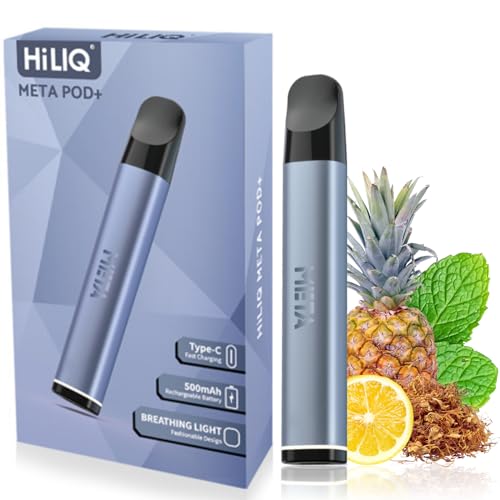 HiLIQ META POD 電子タバコ 使い捨て Vape 禁煙グッズ(ニコチン入りカートリッジ使用可能) ペン型 ベイプ(シルバー 、ブラック) (シルバー)