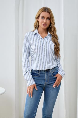 Image of Soft Wrinkle-Free Button Down Stretch Shirts for Women, Breathable Moisture-Wicking Casual Work Dress Tops