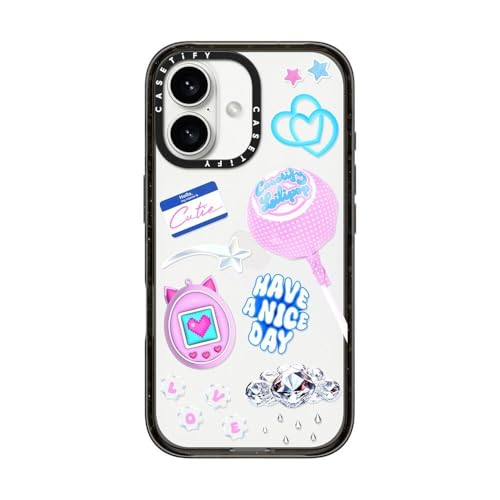 CASETiFY �C���p�N�g iPhone 16 �P�[�X [�X���� / 2.5m�̗����������N���A (MIL�K�i4�{����) / ���C�����X�[�d�ɑΉ�] - Y2K Collage - �N���A �u���b�N