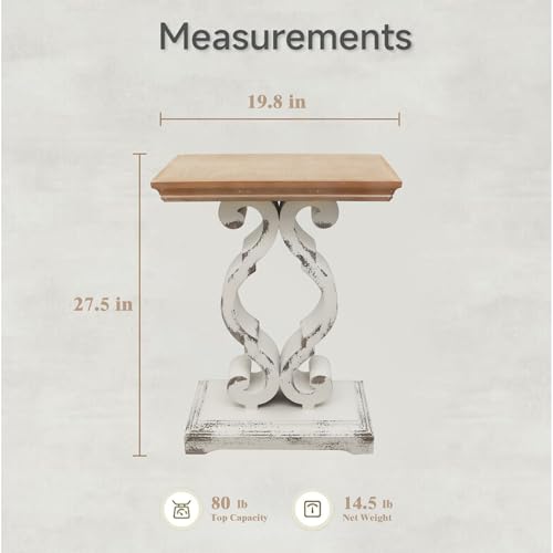 PARISLOFT Rustic Farmhouse Accent End Table, Natural Wood Side Table Nightstand for Dinning or Living Room 19.75 x 11.75 x 27.5 Inches