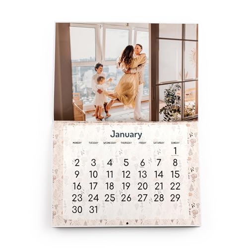 Wanapix | Calendario Personalizado 2026 | En Español | Calendario 2026 Pared con Varias Fotos | Con Agujero Perforado para Colgar | 32 x 45 cm | Flores