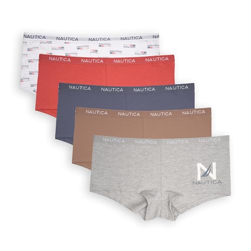 Image of Nautica Women's Cotton Boyshort Underwear Set, 5-Pack