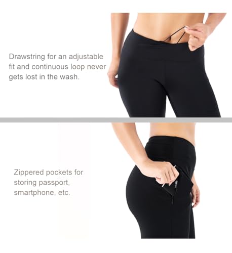 Yogipace,Zip Pockets,Women's Petite/Regular/Tall UPF 50+ Wide Leg Travel Pants Casual Pant4