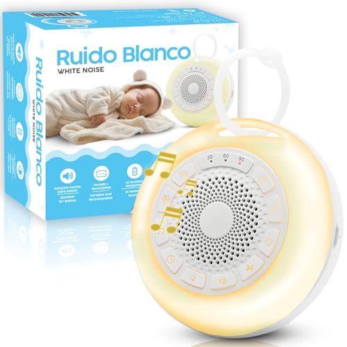 Imagen de LASO BRAND Máquina de Ruido Blanco para dormir Bebé Aparato de 26 Sonidos Relajantes con Luz Nocturna Ajustable & Temporizador Incluye Manual Sueño Bebé Recargable por USB