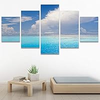 SIGNWIN 5 Panel Canvas Wall Art Modern Art Beach Coastal Expressive Global Multicolor Photography for Home Decorations Ready to Hang - 60