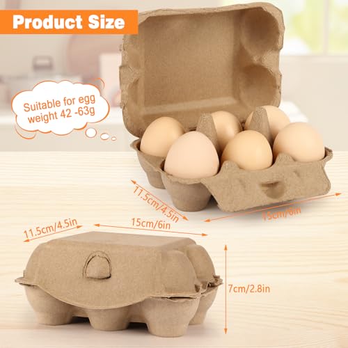Image of 20 Pack Half Dozen Egg Cartons Bulk 6 Count, Empty Natural Paper Pulp Egg Cartons Reusable, Strong Sturdy Design Made from Natural Cardboard